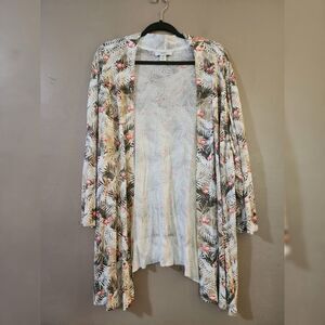 CJ Banks Womens Open Front Shrug Cardigan Tunic Sweater Size 3X Pink Flamingo